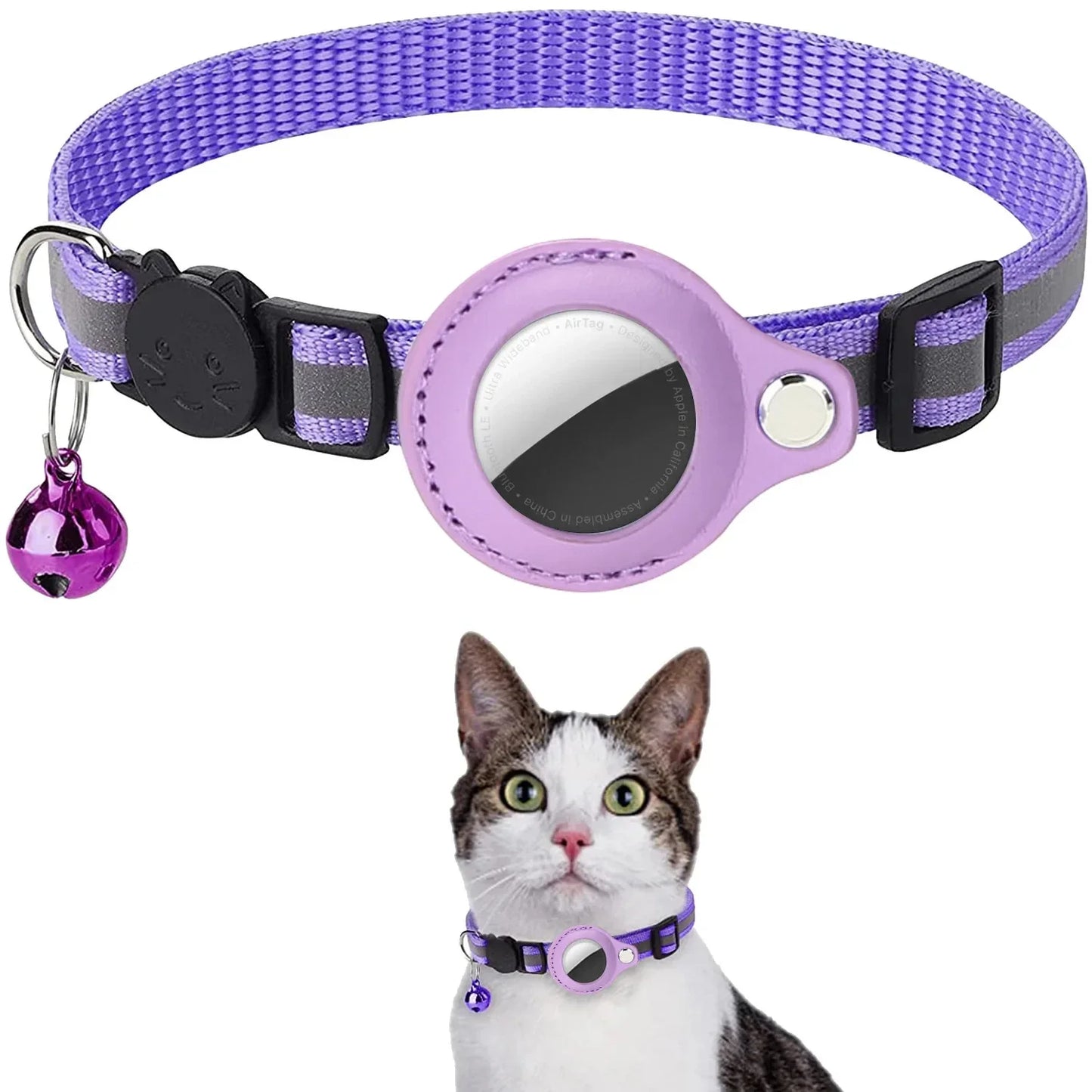 Reflective Pet Collar with AirTag Holder