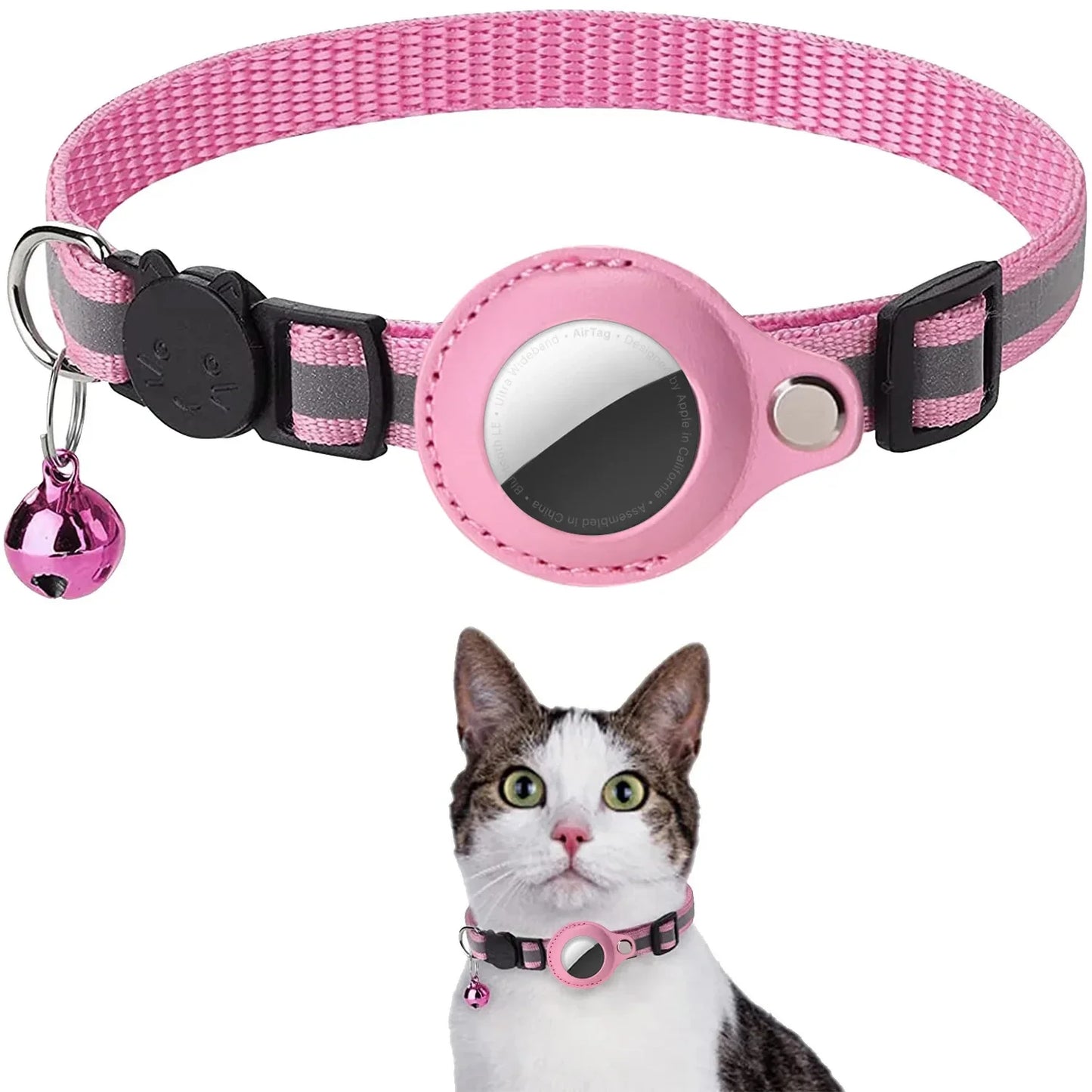 Reflective Pet Collar with AirTag Holder