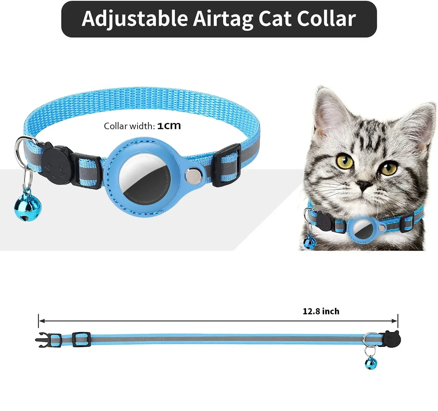 Reflective Pet Collar with AirTag Holder