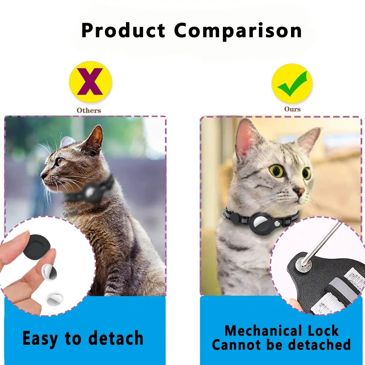 Reflective Pet Collar with AirTag Holder