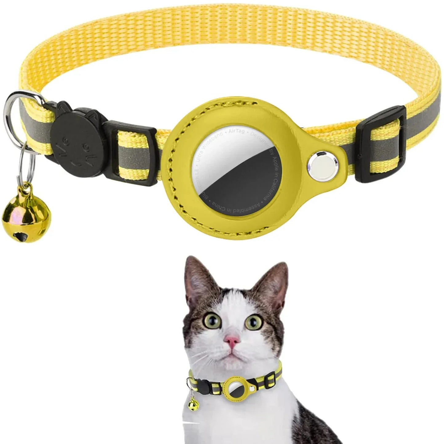 Reflective Pet Collar with AirTag Holder