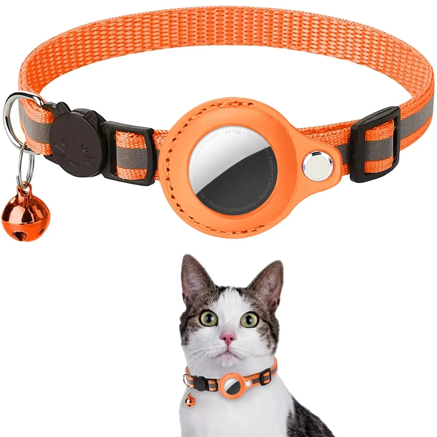 Reflective Pet Collar with AirTag Holder