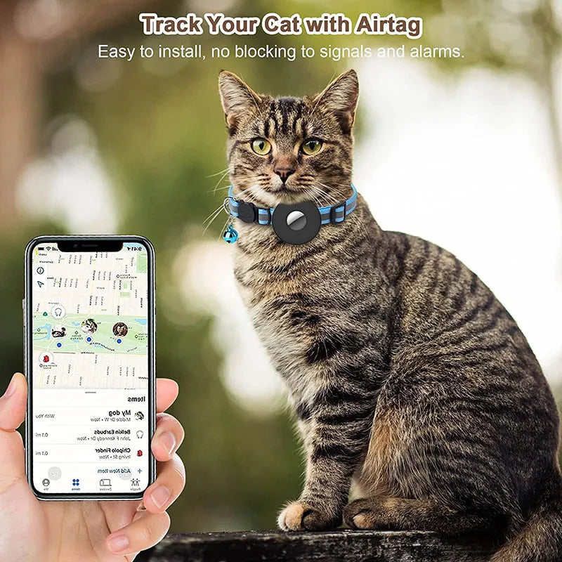 Reflective Pet Collar with AirTag Holder
