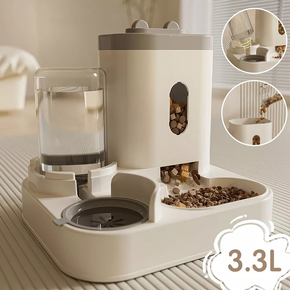 Automatic Pet Feeder & Water Dispenser – 2-in-1 Food & Drink Station